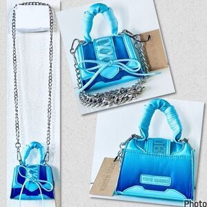 NWT Steve Gorgeous Madden BDORRA Blue Silver Chain Crossbody mini bag